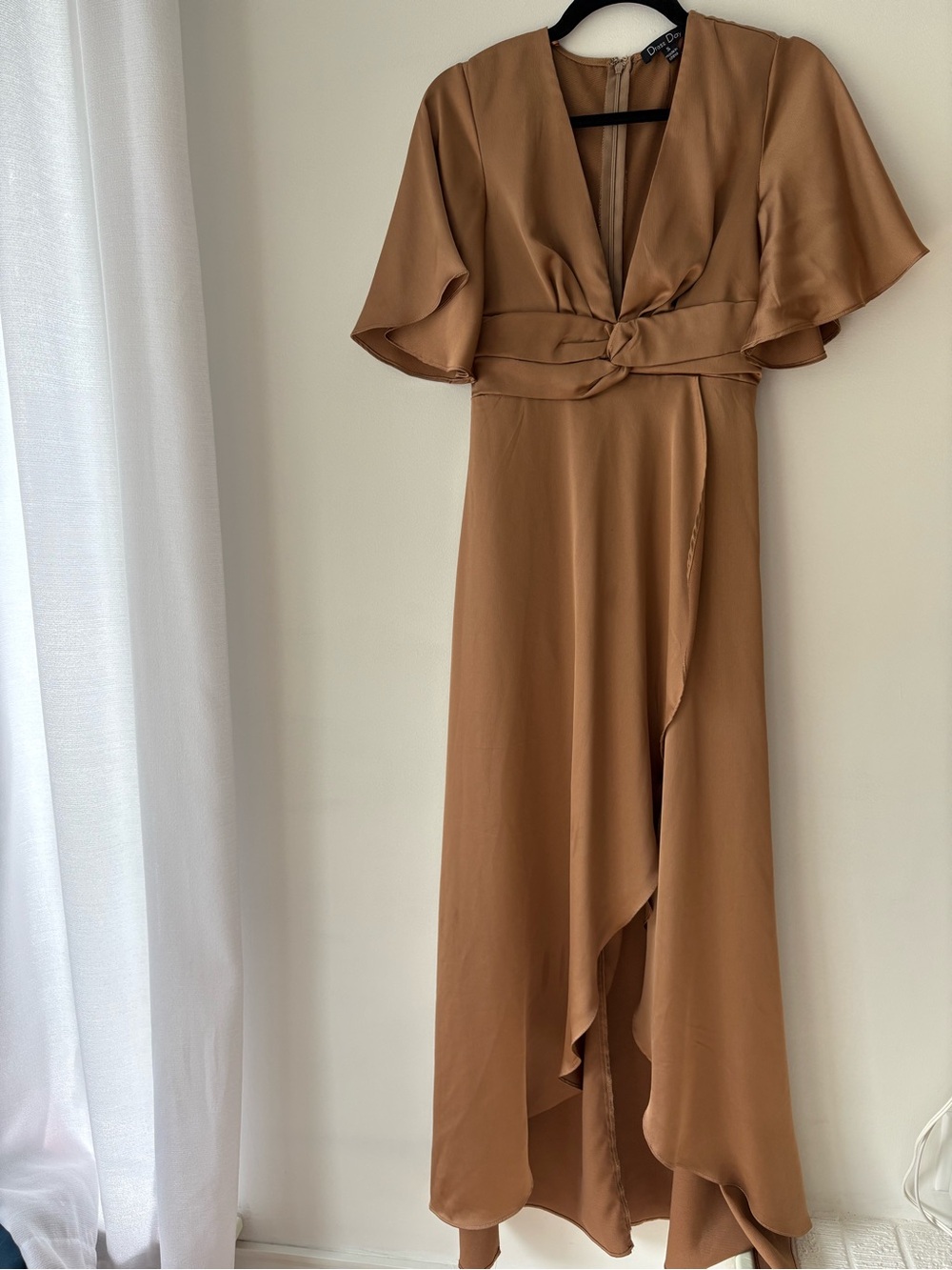 Brown Copper Dress High-Low Midi